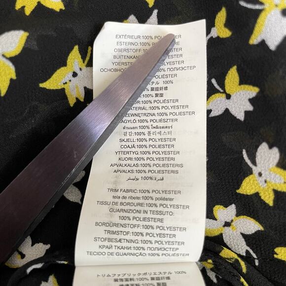 Michael Michael Kors Lillies Split Neck Blouse Black Yellow Sz 1X - Picture 6 of 7